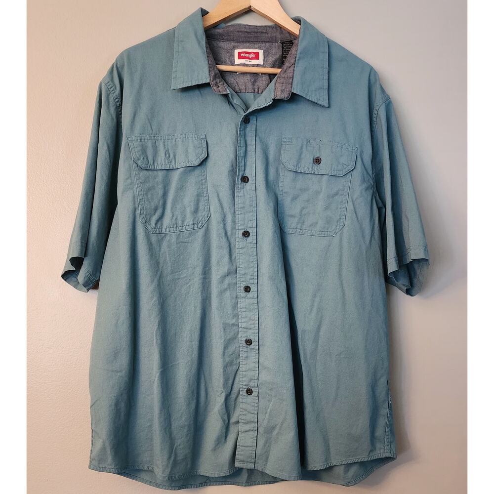 Wrangler Authentics Men's button Shirt Regular Short Sleeve 2-Pocket‎ Size 2XL